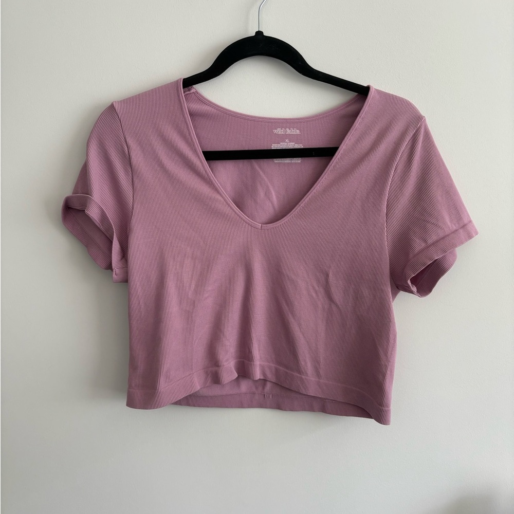 Women's Pink V-Neck Crop Top